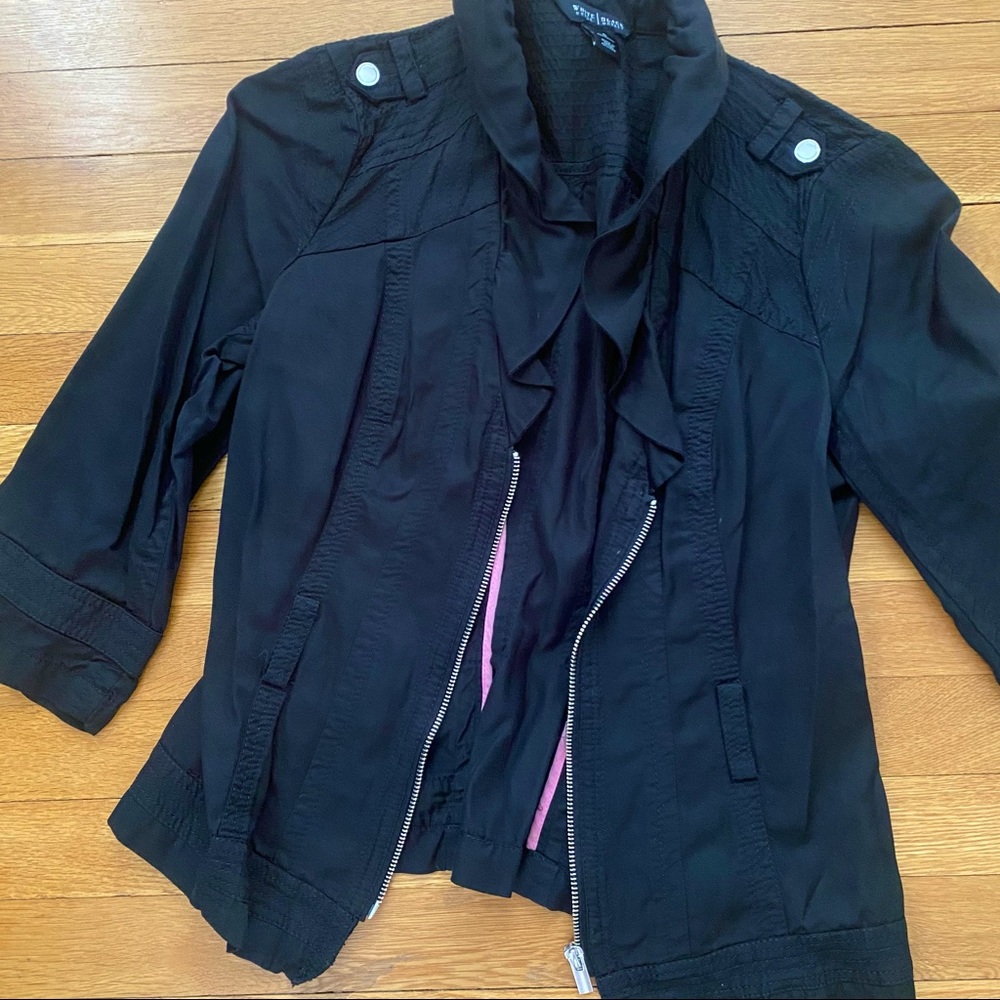 Lightweight Black Zip up Jacket w/ Ruffle Size 2